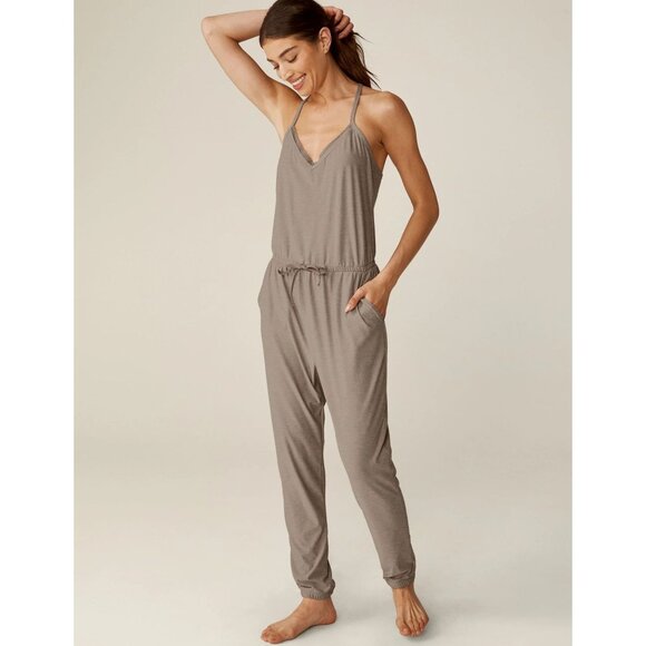 Beyond Yoga Strappy Back Jumpsuit In Oysht Grey - Picture 1 of 8